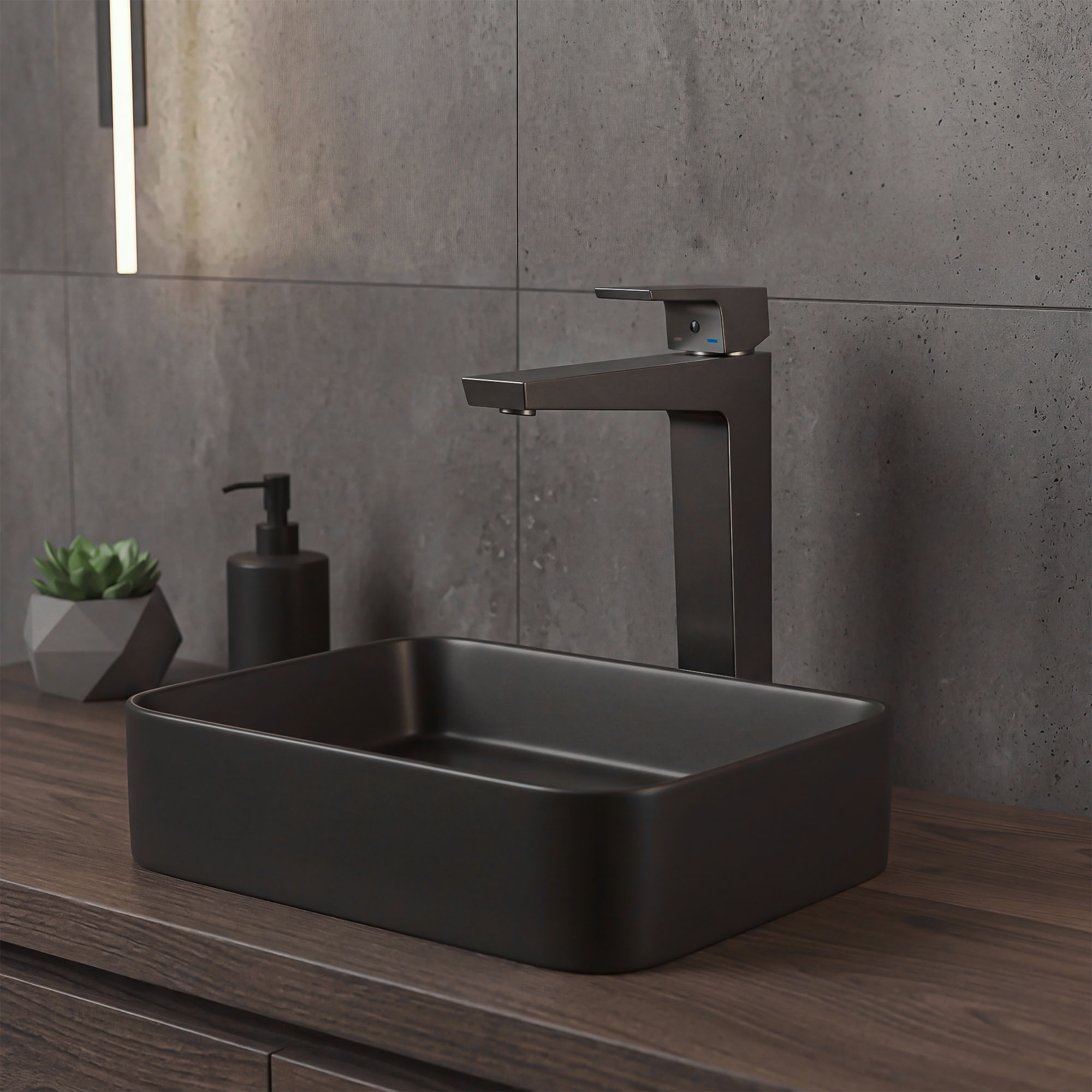Gun metal bateria umywalkowa VELLANO